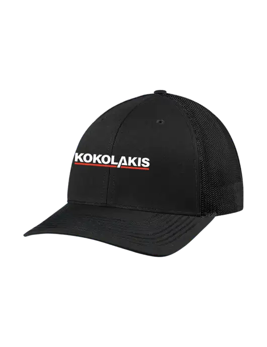 Richardson Adjustable Snapback Original 112 Trucker Cap Black w/Black Mesh w/Kokolakis Logo