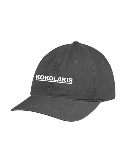 Garment Washed Unstructured Twill Charcoal Cap w/Kokolakis Logo