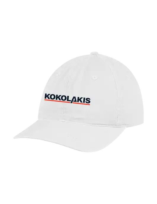 Garment Washed Unstructured Twill White Cap w/Kokolakis Logo