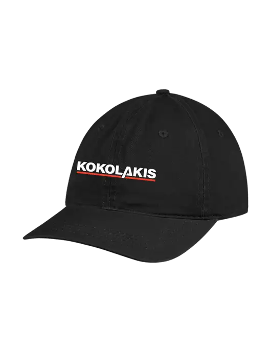 Garment Washed Unstructured Twill Black Cap w/Kokolakis Logo