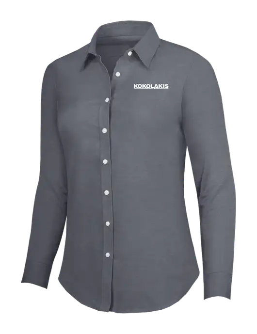 Dark Grey Womens SuperPro Oxford Shirt w/Kokolakis Logo