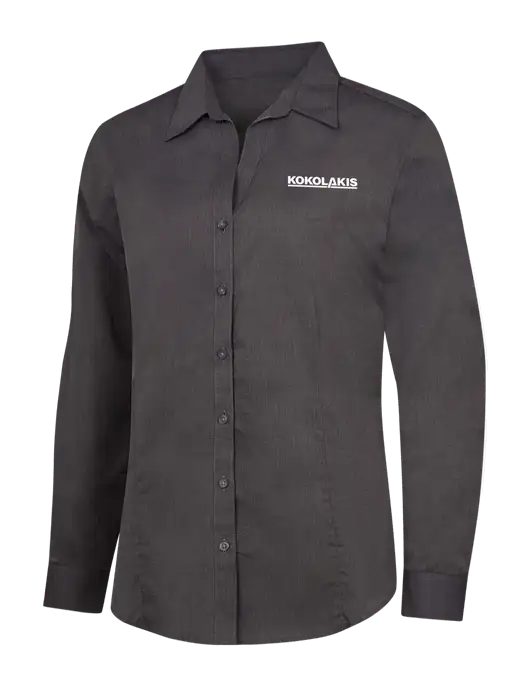 Womens Soft Black Crosshatch Easy Care Shirt w/Kokolakis Logo