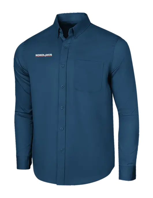 Long Sleeve Light Navy Superpro React Twill Shirt w/Kokolakis Logo