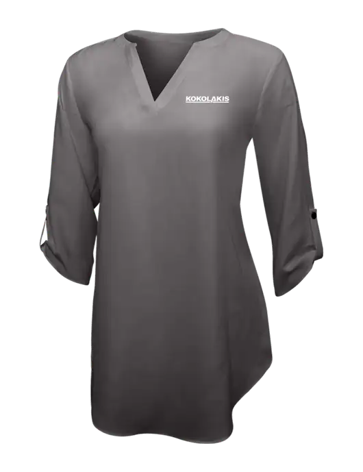 Dark Grey Womens 3/4 Sleeve Tunic Blouse w/Kokolakis Logo