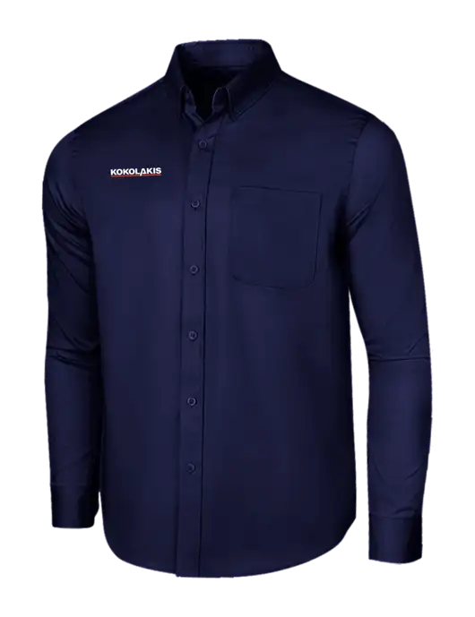 Long Sleeve Navy Superpro React Twill Shirt w/Kokolakis Logo