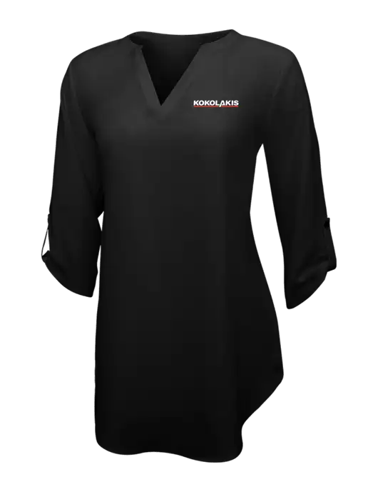 Womens Black 3/4 Sleeve Tunic Blouse w/Kokolakis Logo