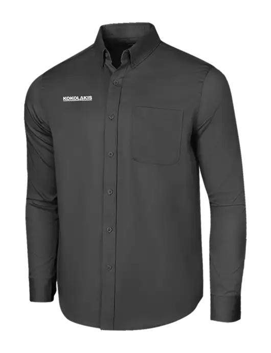 Long Sleeve Dark Grey Superpro React Twill Shirt w/Kokolakis Logo