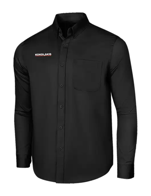 Long Sleeve Deep Black Superpro React Twill Shirt w/Kokolakis Logo