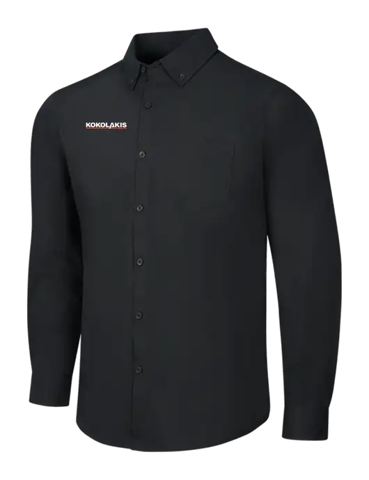 Black Long Sleeve Carefree Poplin Shirt w/Kokolakis Logo