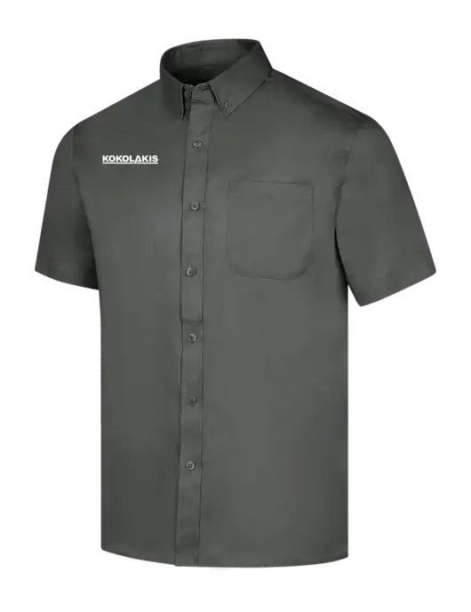 Short Sleeve Dark Grey Superpro React Twill Shirt w/Kokolakis Logo