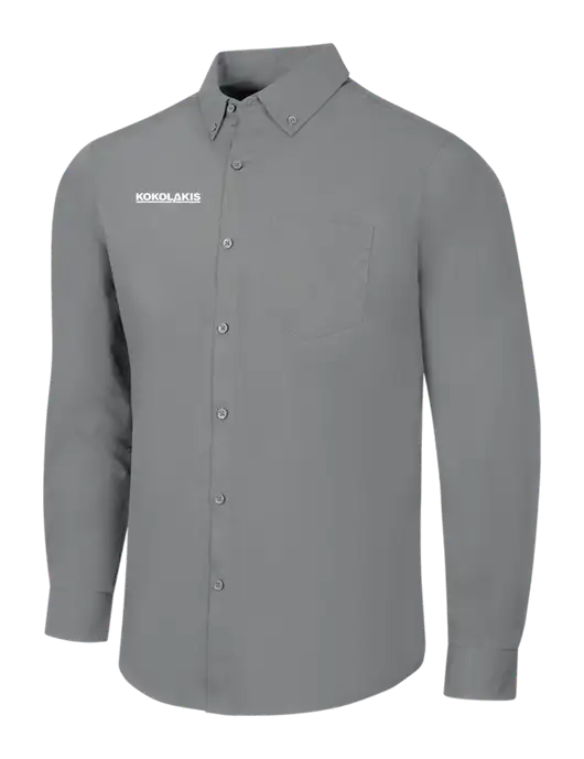 Medium Grey Long Sleeve Carefree Poplin Shirt w/Kokolakis Logo