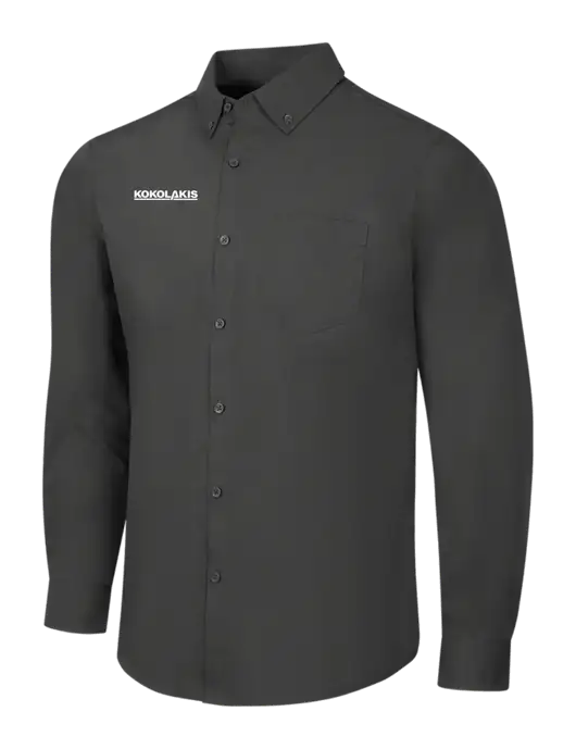 Dark Grey Long Sleeve Carefree Poplin Shirt w/Kokolakis Logo