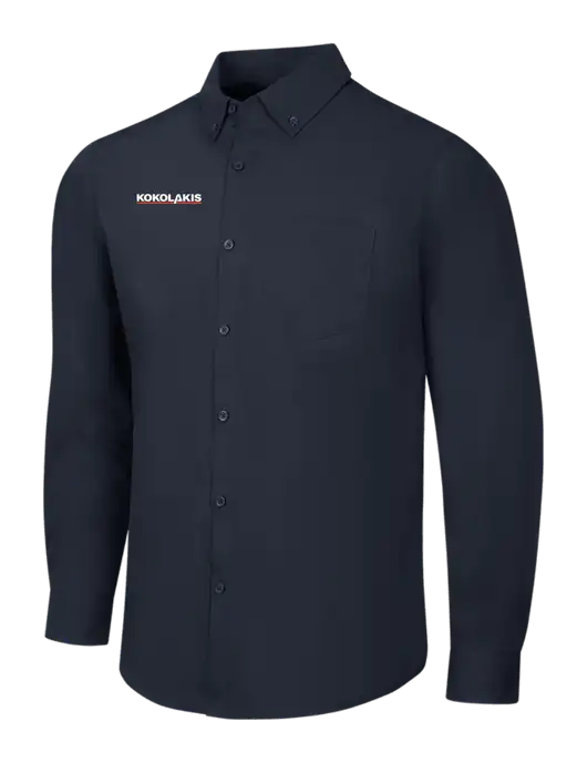 Navy Long Sleeve Carefree Poplin Shirt w/Kokolakis Logo