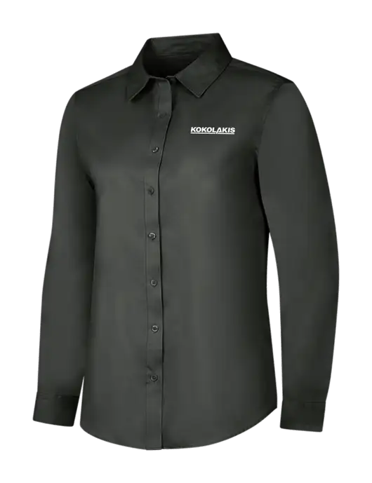 Dark Grey Womens Long Sleeve Superpro React Twill Shirt w/Kokolakis Logo