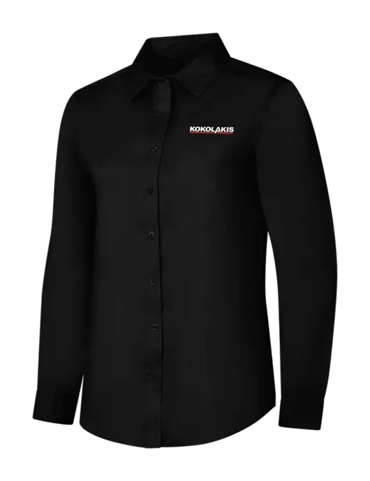 Womens Black Long Sleeve Superpro React Twill Shirt w/Kokolakis Logo