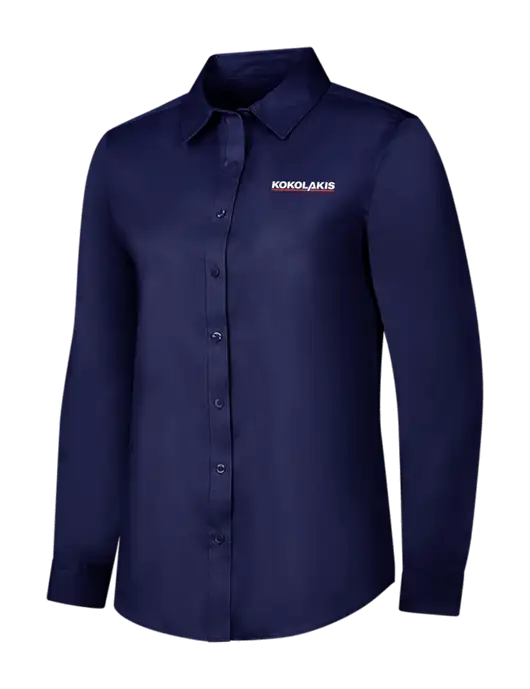 Navy Womens Long Sleeve Superpro React Twill Shirt w/Kokolakis Logo