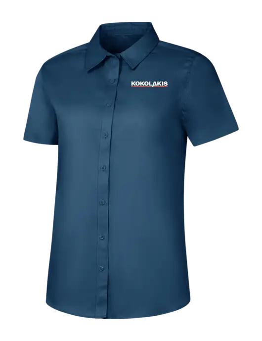 Womens Light Navy Short Sleeve Superpro React Twill Shirt w/Kokolakis Logo