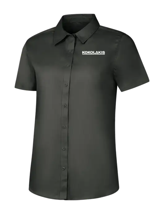 Womens Dark Grey Short Sleeve Superpro React Twill Shirt w/Kokolakis Logo