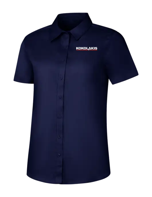 Womens Navy Short Sleeve Superpro React Twill Shirt w/Kokolakis Logo