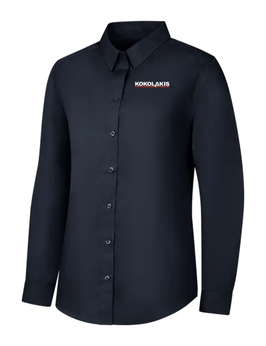 Womens River Blue Navy Long Sleeve Carefree Poplin Shirt w/Kokolakis Logo