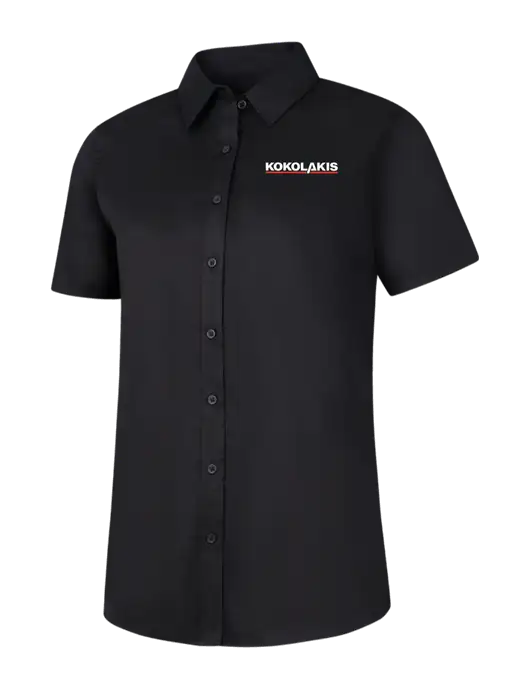 Womens Black Short Sleeve Superpro React Twill Shirt w/Kokolakis Logo