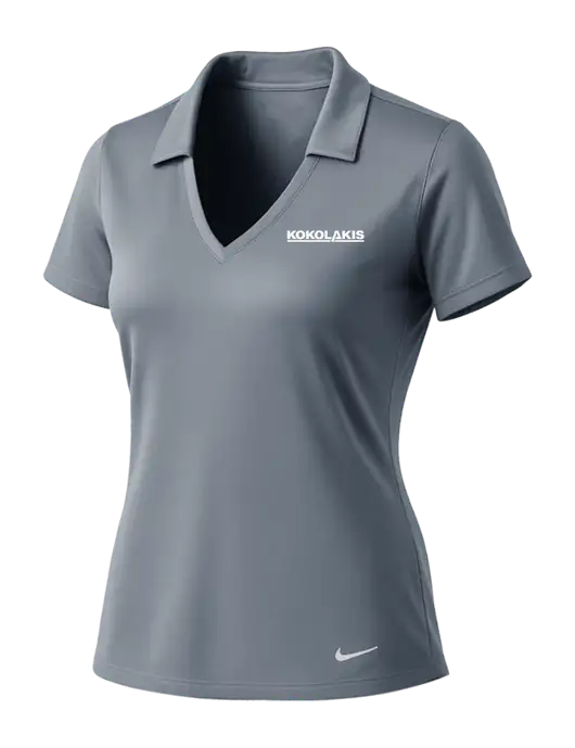 NIKE Medium Grey Womens Dri-Fit Vertical Mesh Polo w/Kokolakis Logo