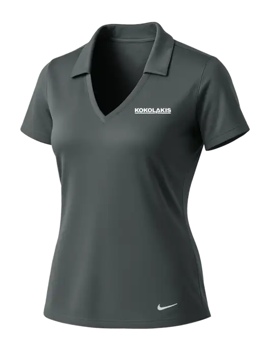 NIKE Dark Grey Womens Dri-Fit Vertical Mesh Polo w/Kokolakis Logo
