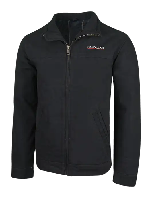 Cornerstone Black Washed Duck Cloth Flannel Lined Work Jacket w/Kokolakis Logo
