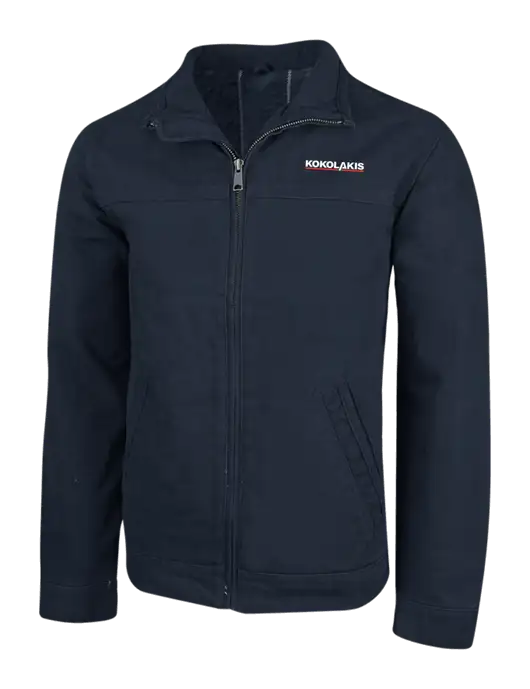 Cornerstone Navy Washed Duck Cloth Flannel Lined Work Jacket w/Kokolakis Logo
