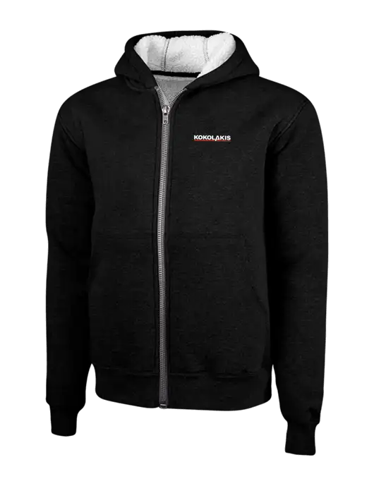Cornerstone Black Heavyweight Sherpa Lined Hooded Fleece Jacket w/Kokolakis Logo