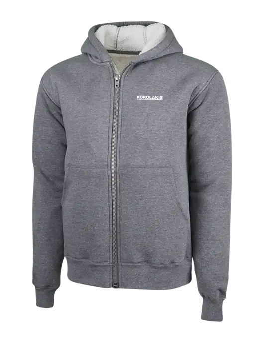 Cornerstone Grey Heather Heavyweight Sherpa Lined Hooded Fleece Jacket w/Kokolakis Logo