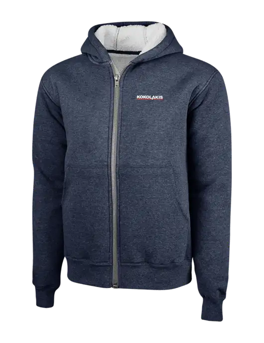 Cornerstone Navy Heavyweight Sherpa Lined Hooded Fleece Jacket w/Kokolakis Logo