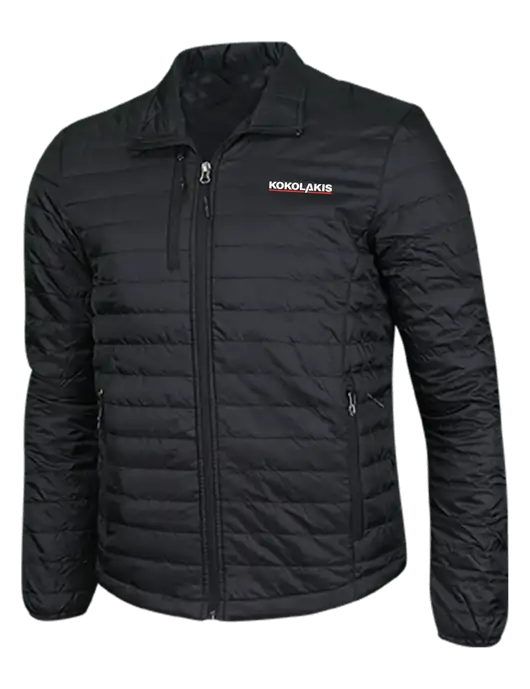 Deep Black Puffy Packable Jacket w/Kokolakis Logo