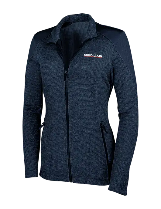Navy Womens Grid Fleece Jacket w/Kokolakis Logo