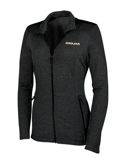 Womens Black Grid Fleece Jacket w/Kokolakis Logo