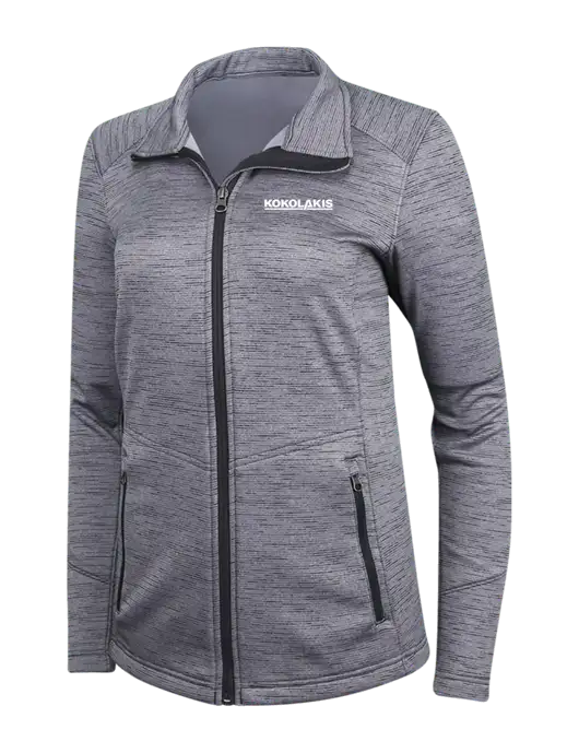 Medium Grey Womens Digi Stripe Fleece Jacket w/Kokolakis Logo