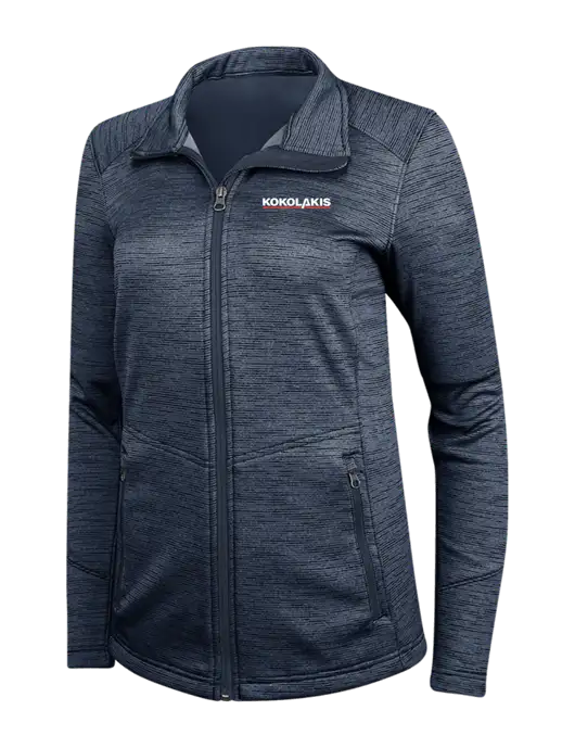 Navy Womens Digi Stripe Fleece Jacket w/Kokolakis Logo