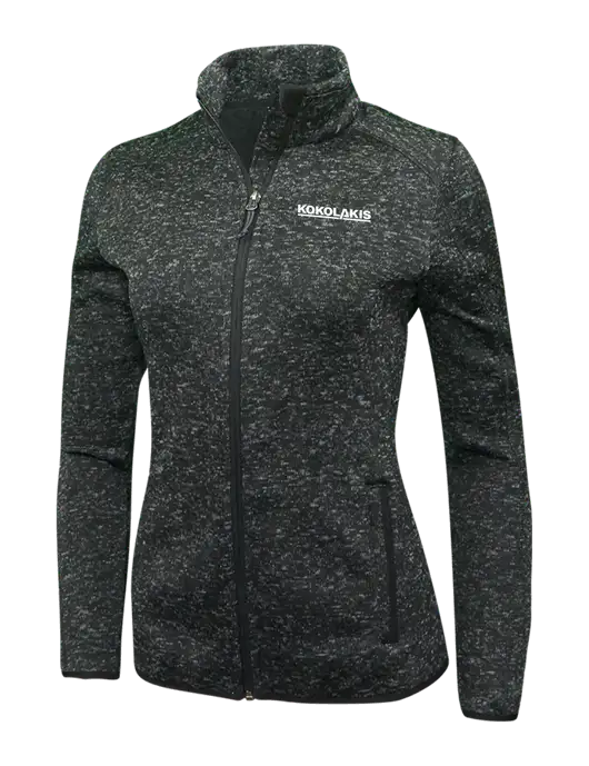 Black Heather Womens Sweater Fleece Jacket w/Kokolakis Logo