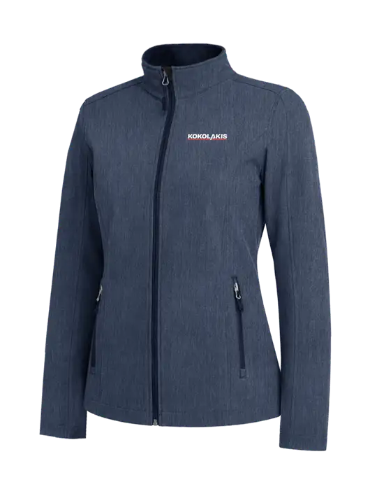Navy Heather Womens Core Soft Shell Jacket w/Kokolakis Logo