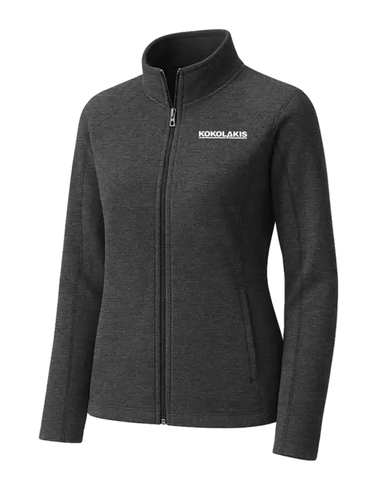 Charcoal Womens Heather Microfleece Full-Zip Jacket w/Kokolakis Logo