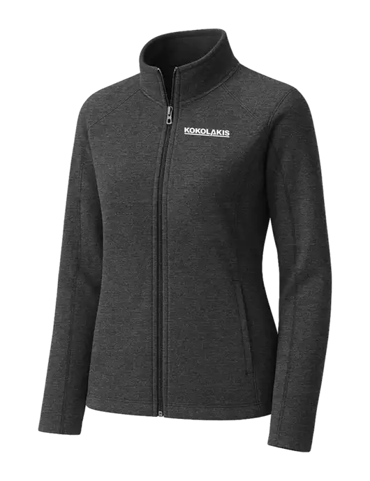 Charcoal Womens Heather Microfleece Full-Zip Jacket w/Kokolakis Logo