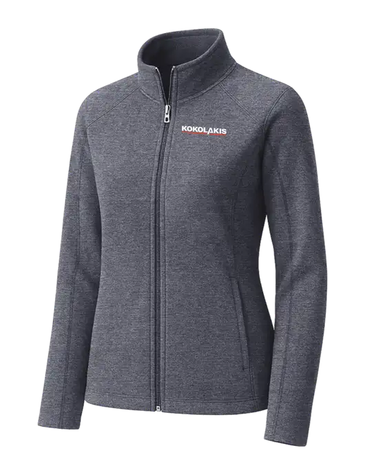 Light Navy Heather Womens Microfleece Full-Zip Jacket w/Kokolakis Logo