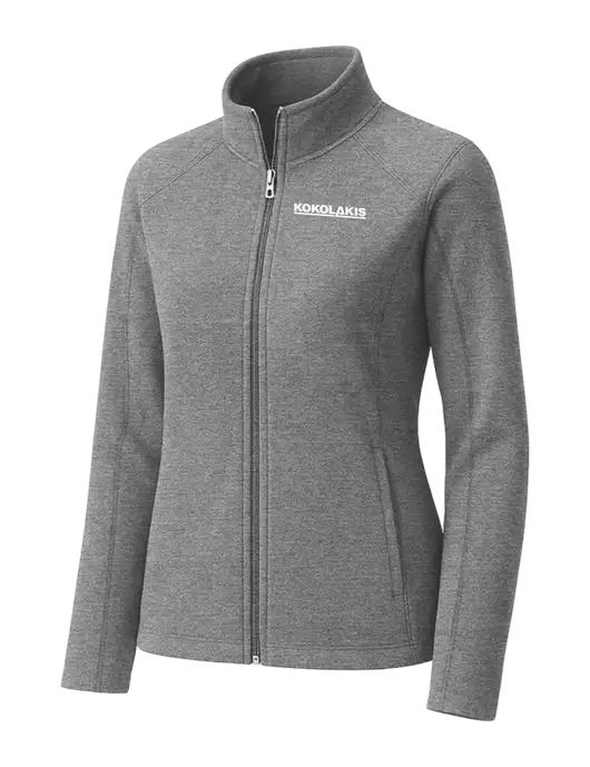 Medium Grey Womens Heather Microfleece Full-Zip Jacket w/Kokolakis Logo