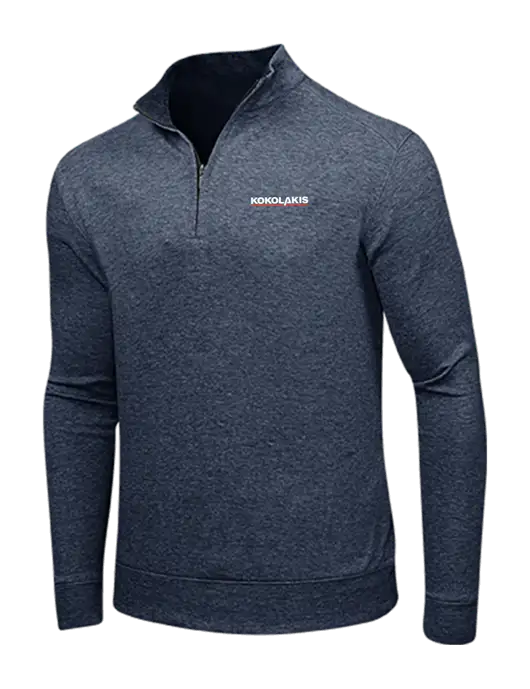 Estate Blue Heather/Charcoal Heather Interlock 1/4 Zip w/Kokolakis Logo