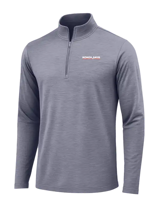 True Navy Heather Posicharge Tri-Blend Wicking 1/4 Zip Pullover w/Kokolakis Logo