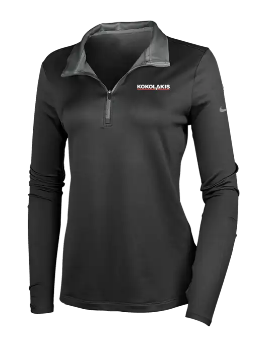 NIKE Black/Dark Grey Womens Dry-Fit Stretch 1/2 Zip Cover-Up w/Kokolakis Logo