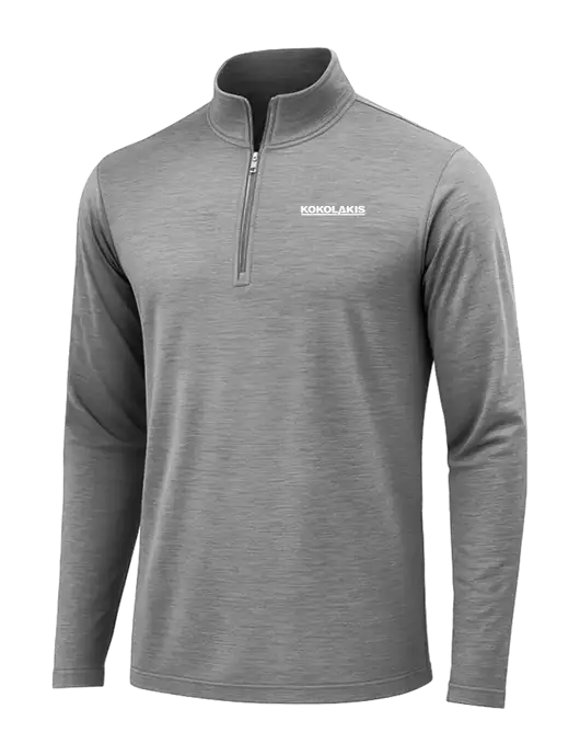 Dark Grey Heather Posicharge Tri-Blend Wicking 1/4 Zip Pullover w/Kokolakis Logo
