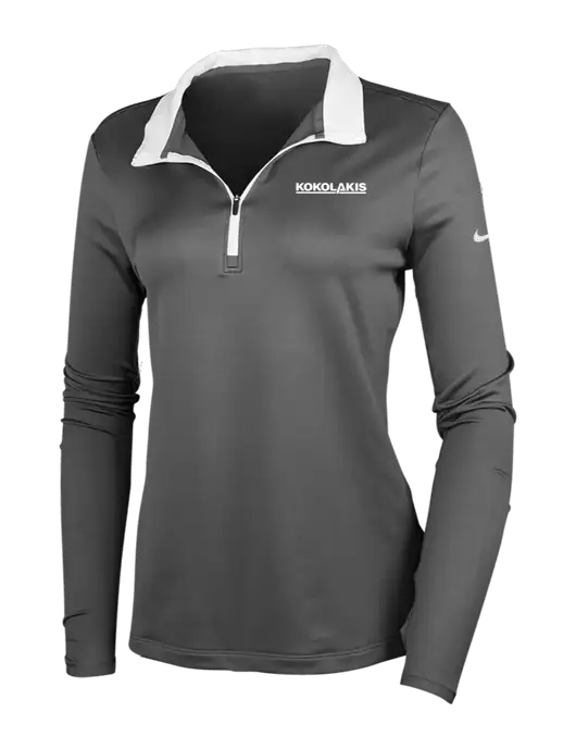 NIKE Dark Grey/White Womens Dry-Fit Stretch 1/2 Zip Cover-Up w/Kokolakis Logo