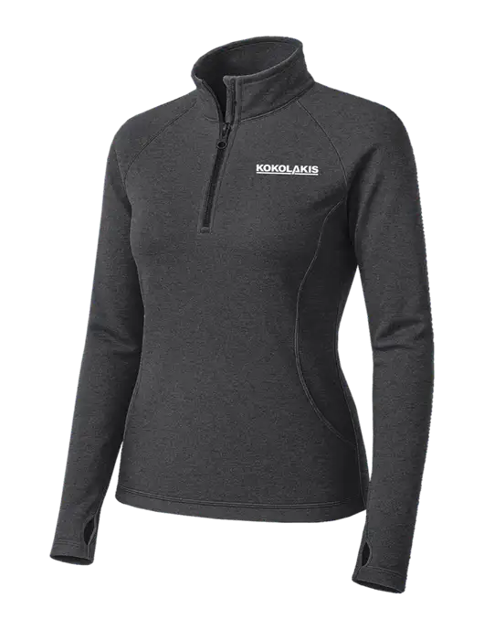 Dark Grey Heather Womens Sport Wick Stretch 1/4 Zip Pullover w/Kokolakis Logo