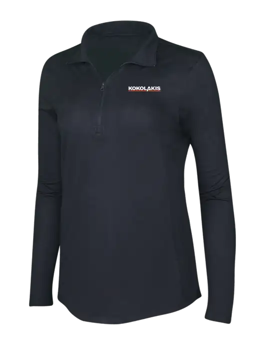 Black Triad Solid Womens Posicharge Tri-Blend Wicking 1/4 Zip Pullover w/Kokolakis Logo